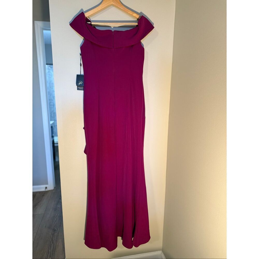 Adrianna Papell Size 6 Off Shoulder Trumpet Formal Gown Fuchsia Purple Pink NWT - Picture 9 of 16